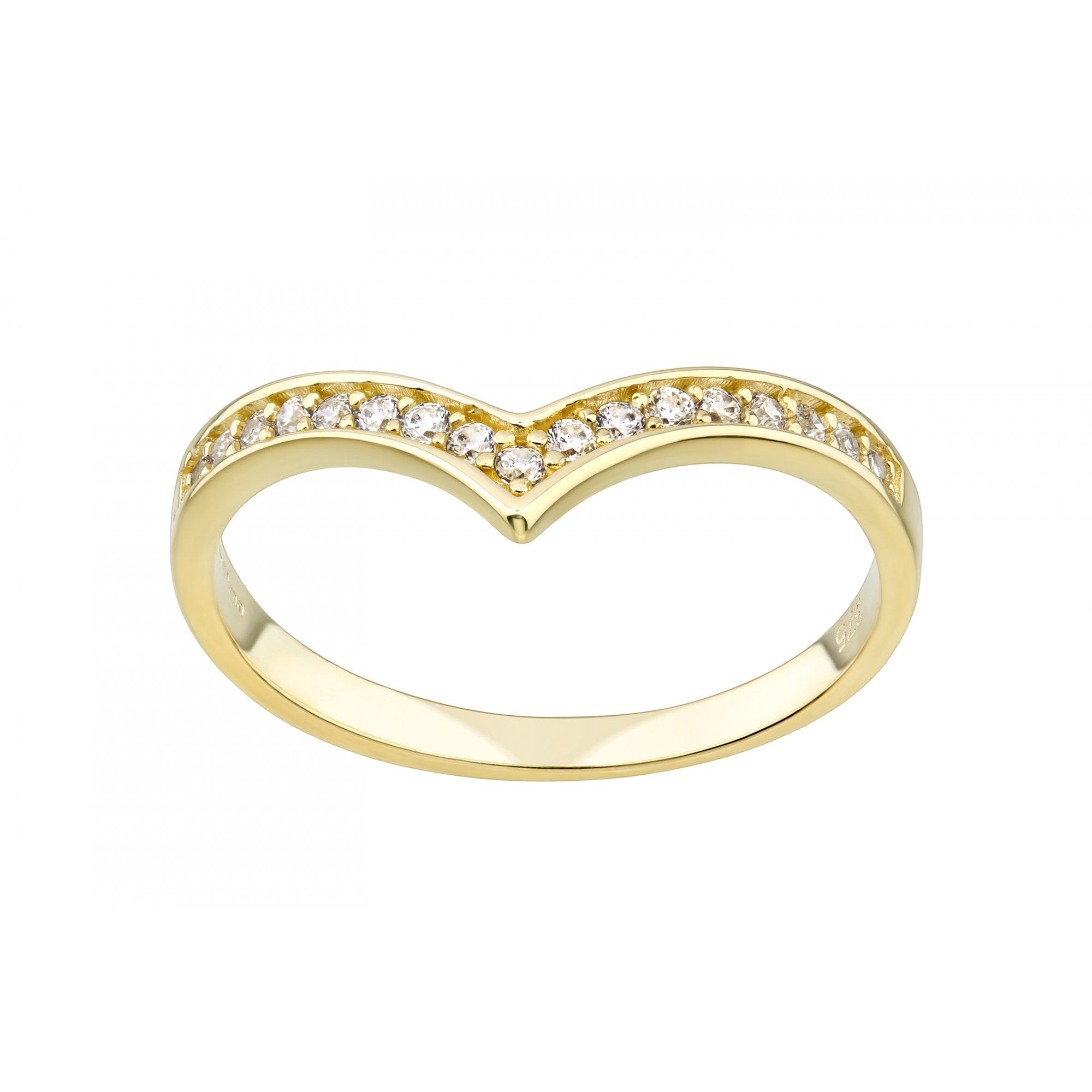 9ct Yellow Gold Wishbone Eternity Ring CZ Stone Set