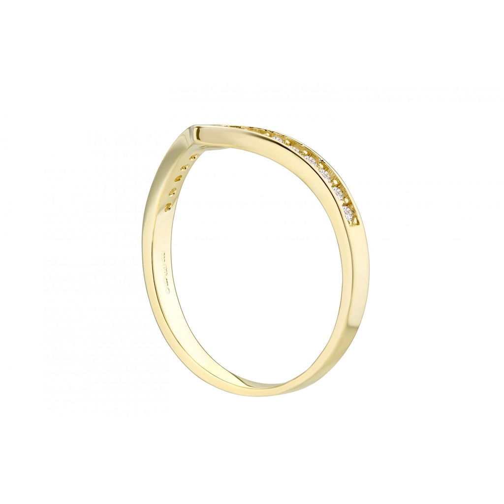 9ct Yellow Gold Wishbone Eternity Ring CZ Stone Set