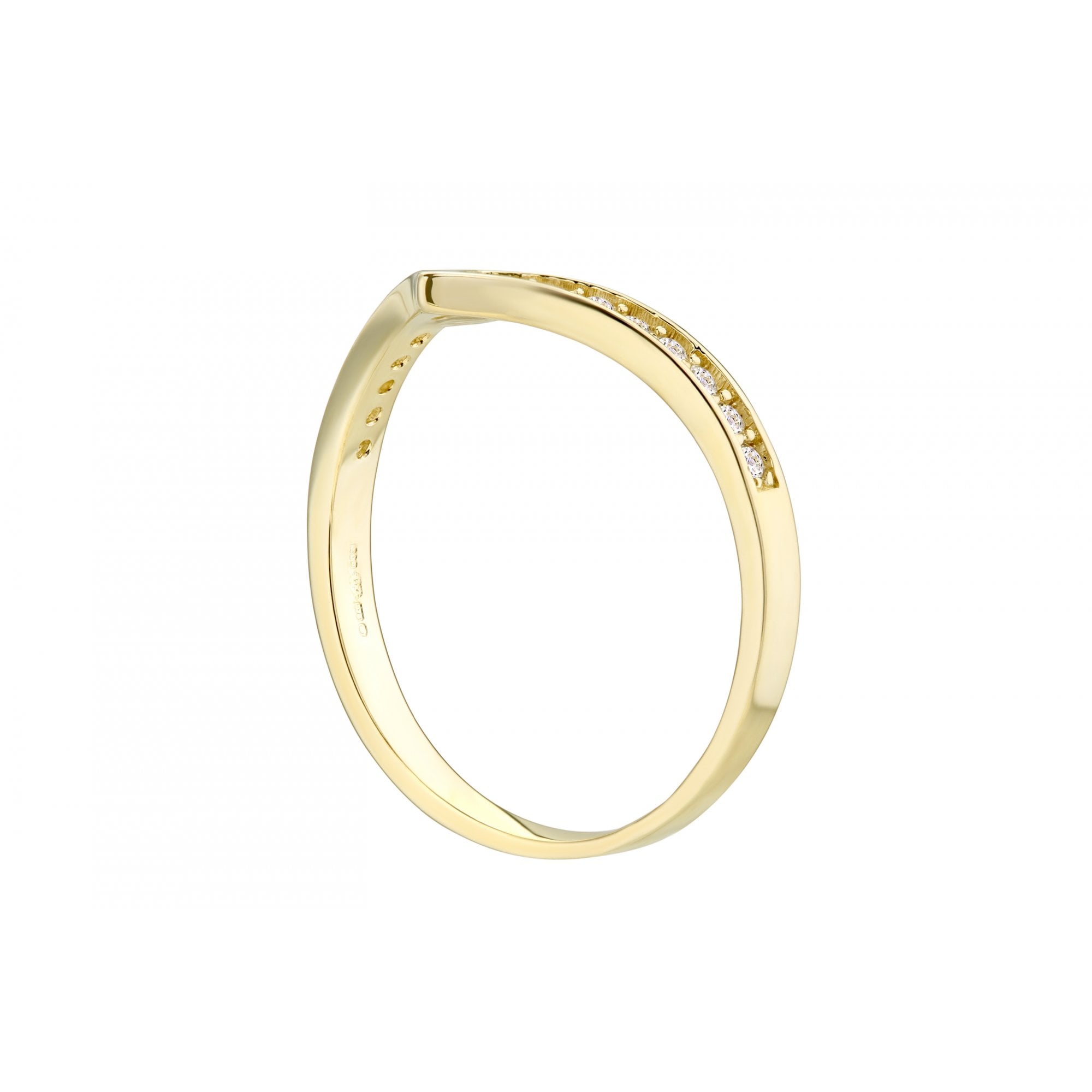 9ct Yellow Gold Wishbone Eternity Ring CZ Stone Set