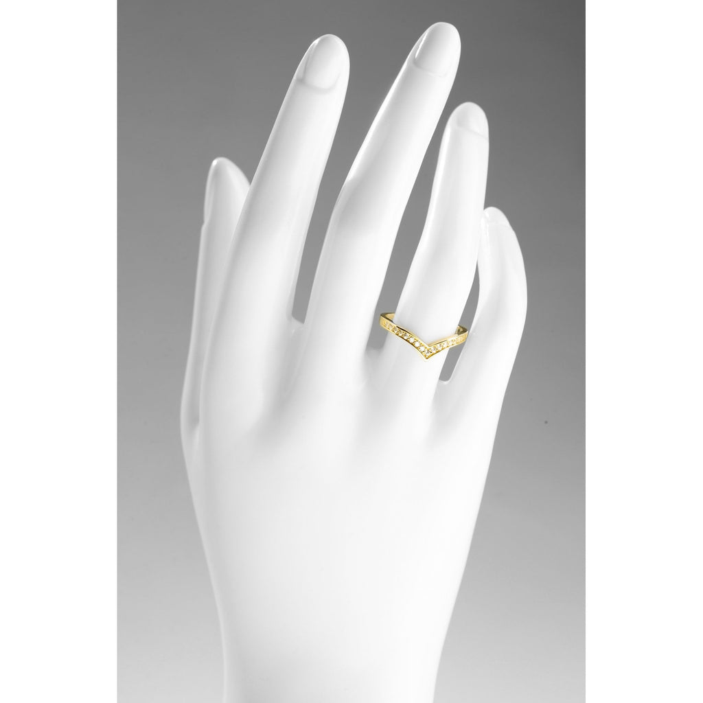9ct Yellow Gold Wishbone Eternity Ring CZ Stone Set