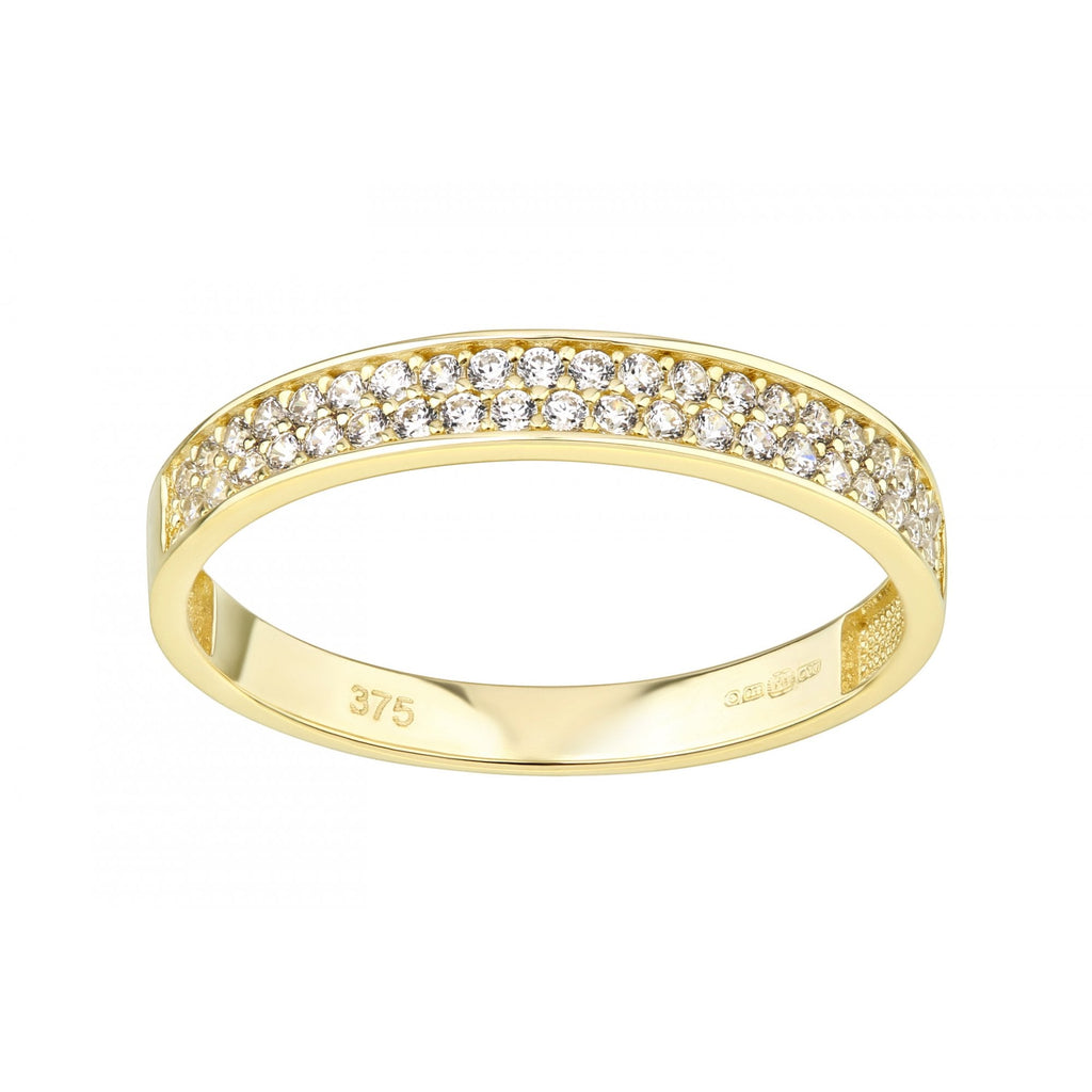 9ct Yellow Gold Wedding Band Ring Set with CZ Stones