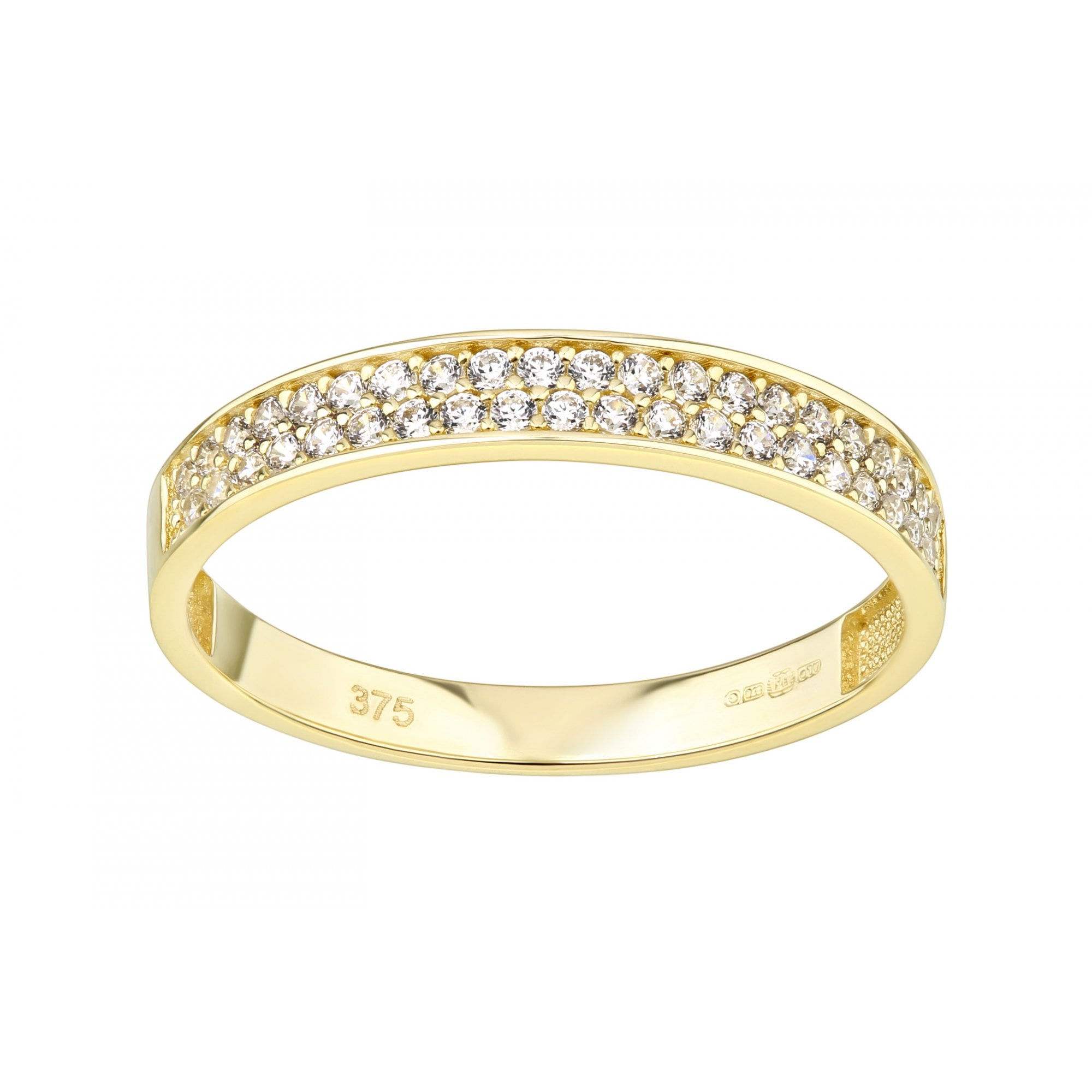 9ct Yellow Gold Wedding Band Ring Set with CZ Stones