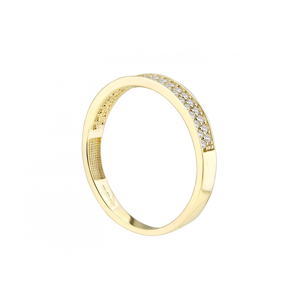 9ct Yellow Gold Wedding Band Ring Set with CZ Stones