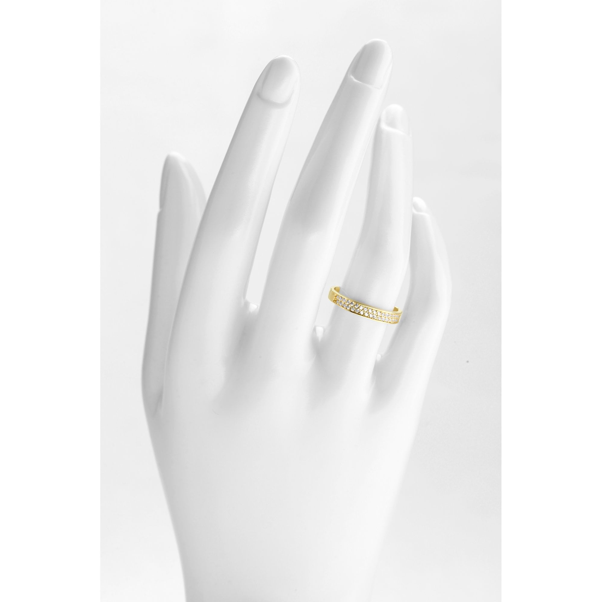 9ct Yellow Gold Wedding Band Ring Set with CZ Stones