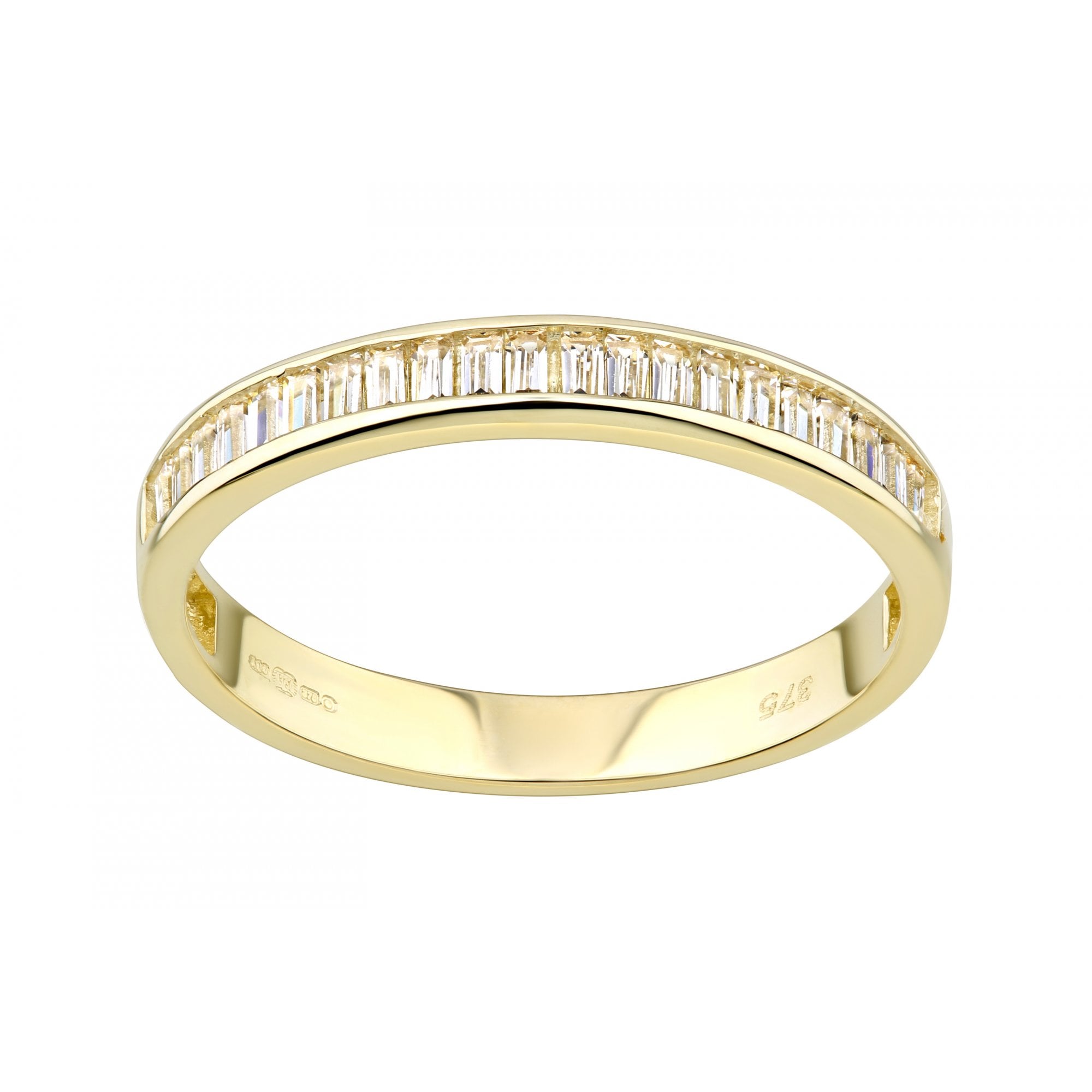 9ct Yellow Gold Baguette Eternity Ring with Channel Sset CZ Stones