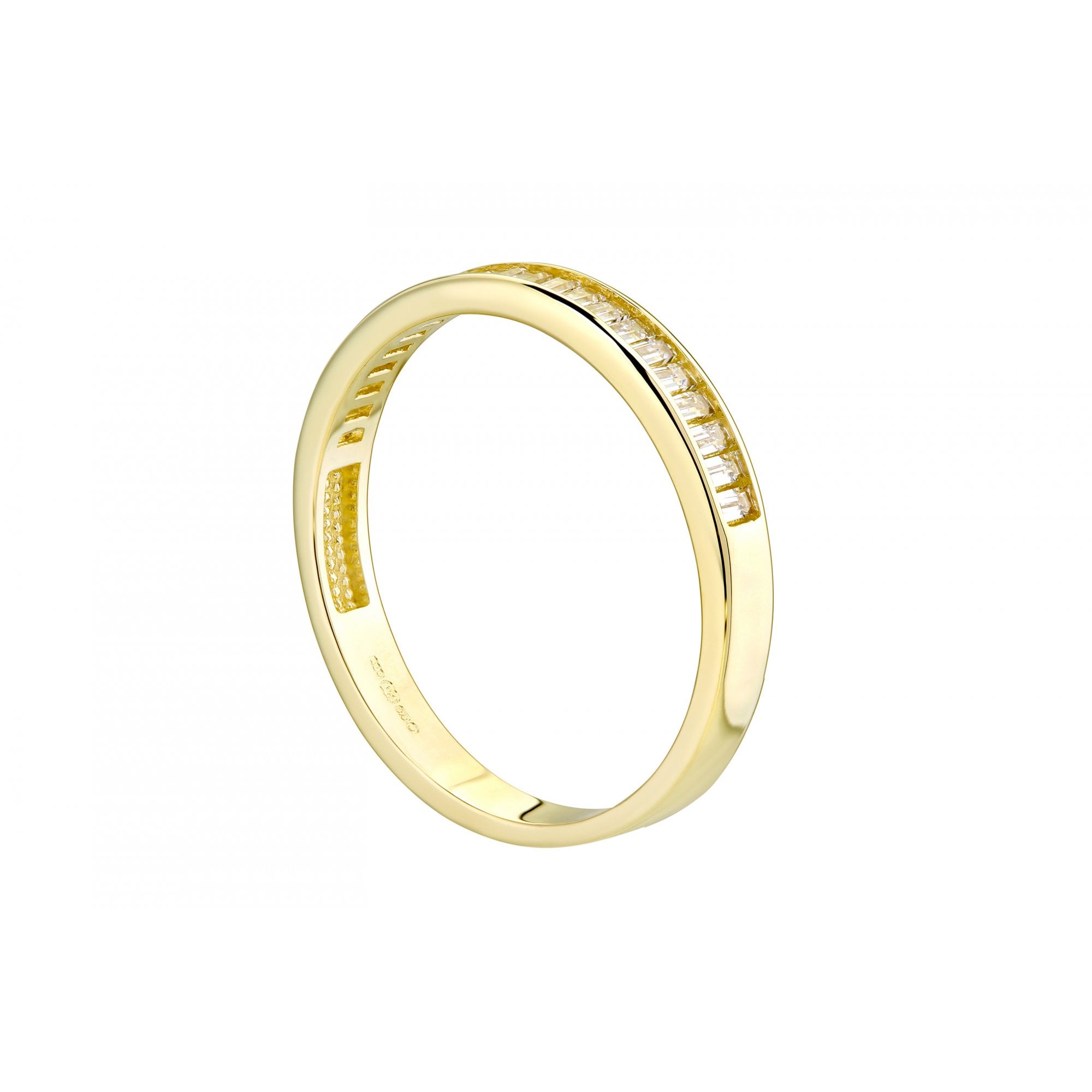 9ct Yellow Gold Baguette Eternity Ring with Channel Sset CZ Stones