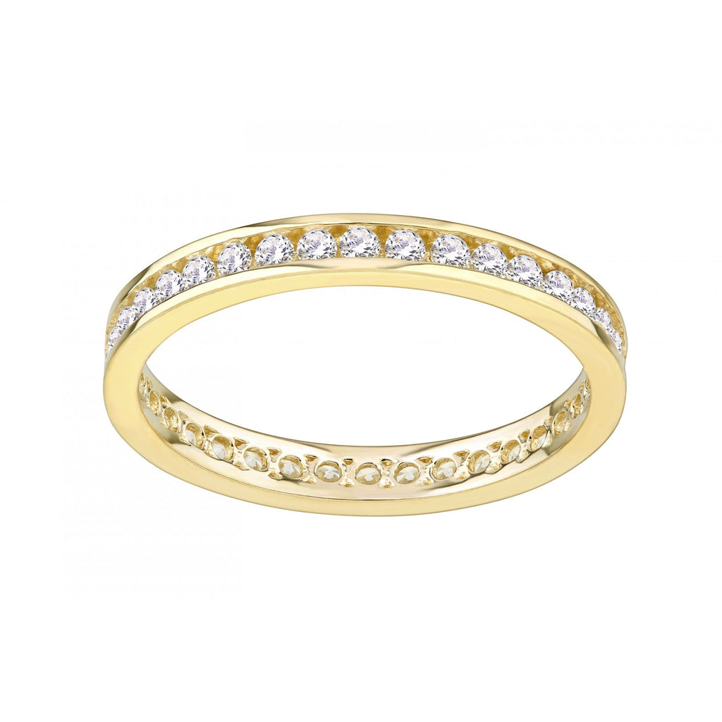 9ct Yellow Gold Channel Set Eternity Ring Cz Stones