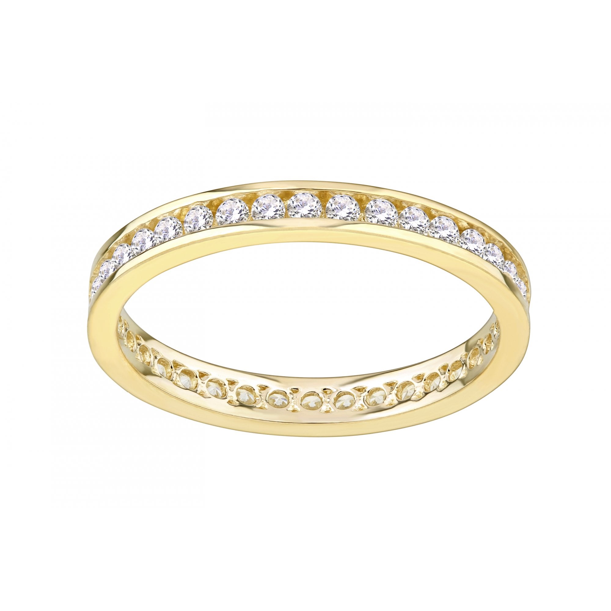 9ct Yellow Gold Channel Set Eternity Ring Cz Stones