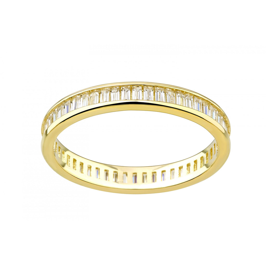 9ct Yellow Gold Baguette Channel Set Full Eternity Ring Cz Stones