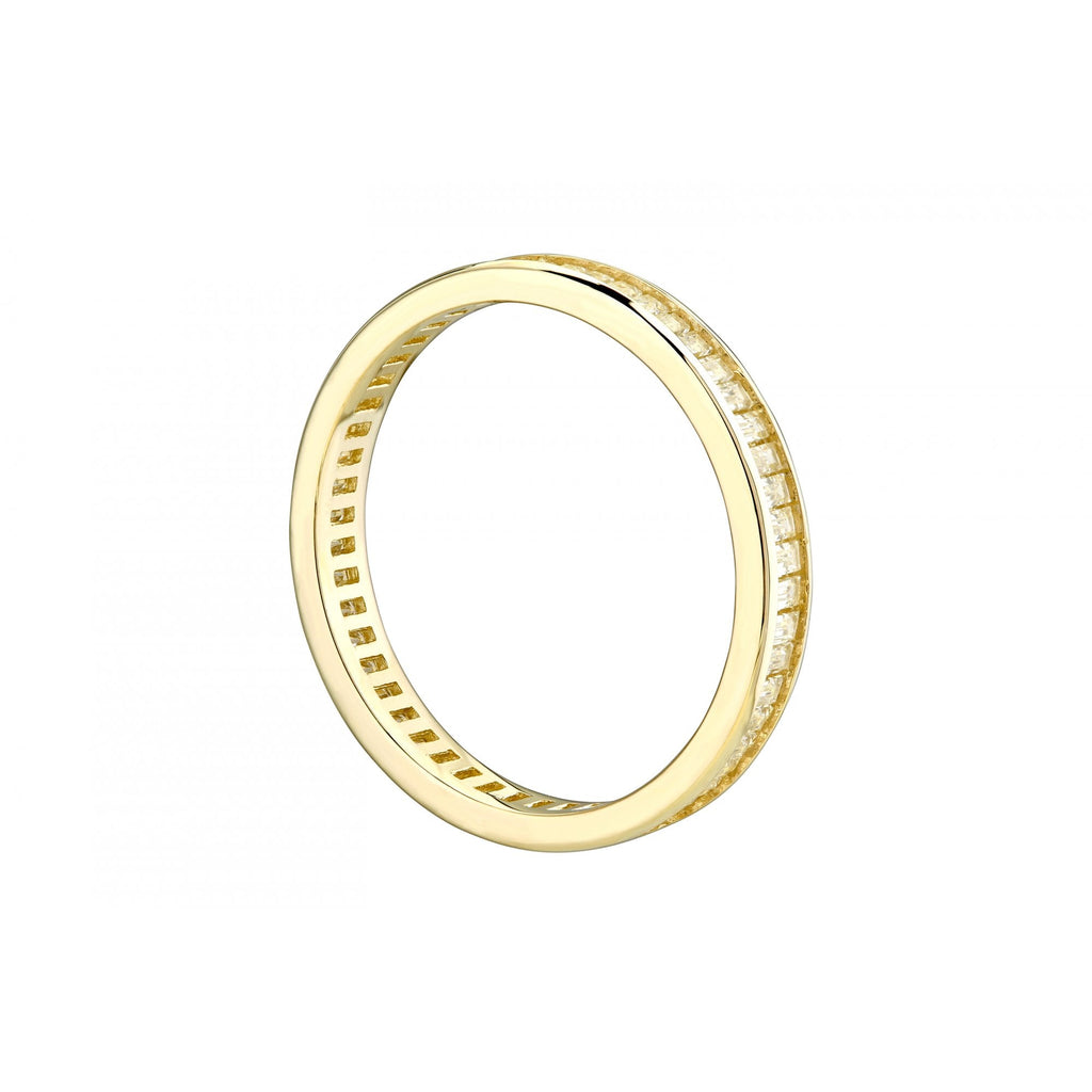 9ct Yellow Gold Baguette Channel Set Full Eternity Ring Cz Stones