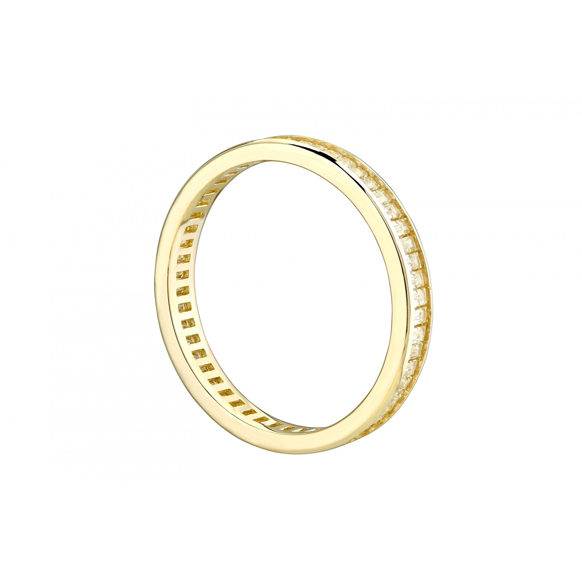 9ct Yellow Gold Baguette Channel Set Full Eternity Ring Cz Stones