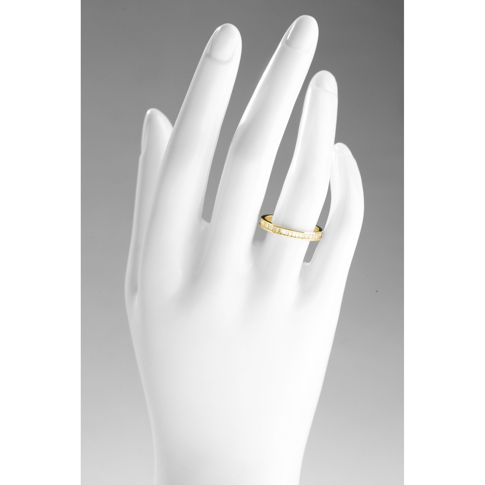 9ct Yellow Gold Baguette Channel Set Full Eternity Ring Cz Stones