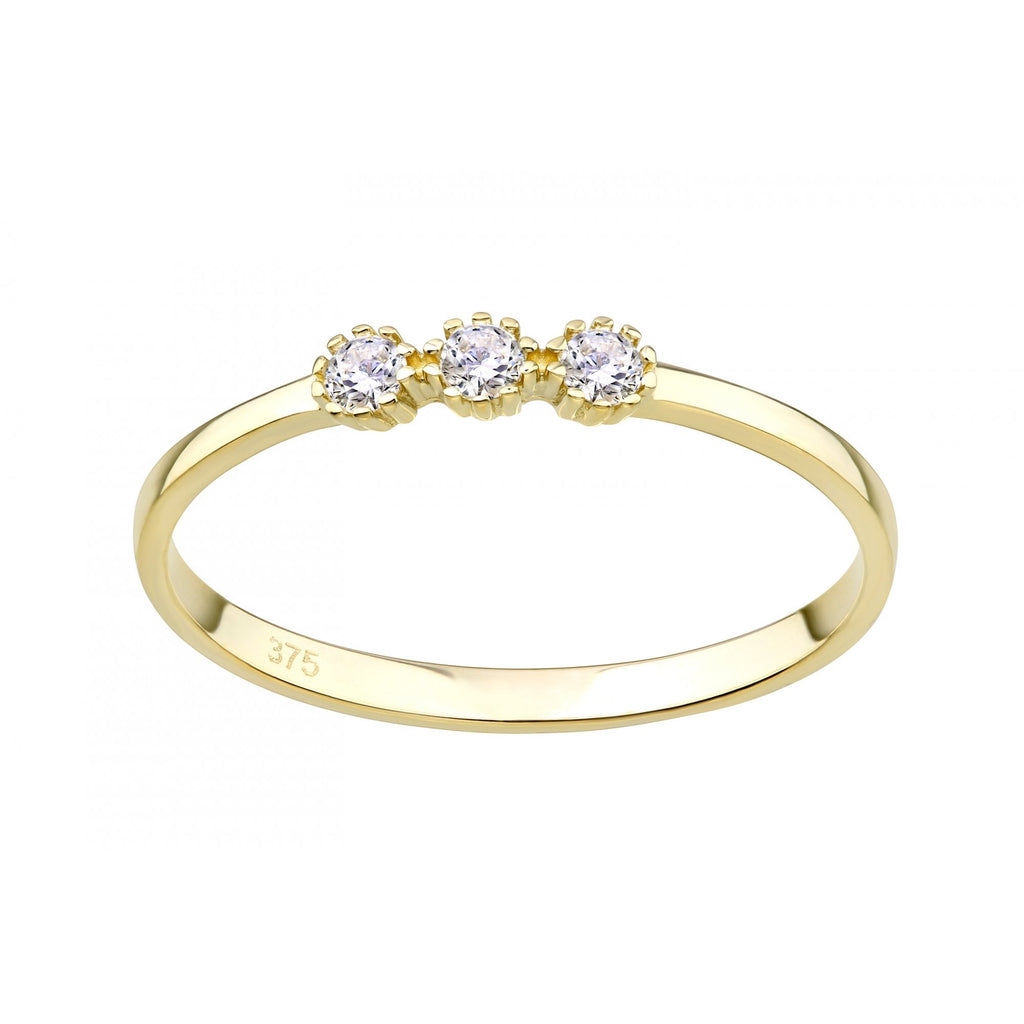 9ct Yellow Gold Trilogy Ring Set with Cz Stones