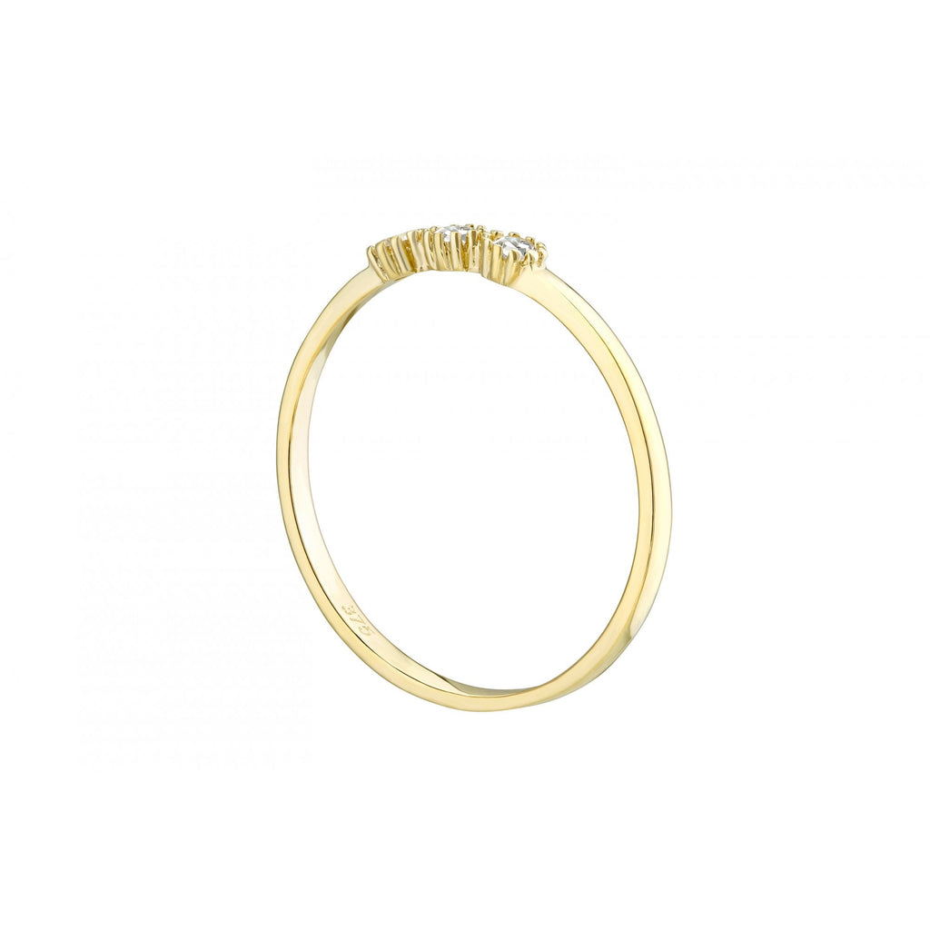 9ct Yellow Gold Trilogy Ring Set with Cz Stones