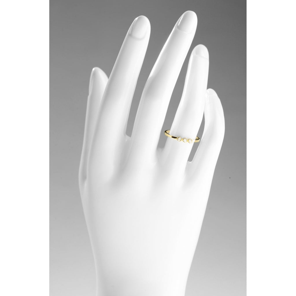 9ct Yellow Gold Trilogy Ring Set with Cz Stones