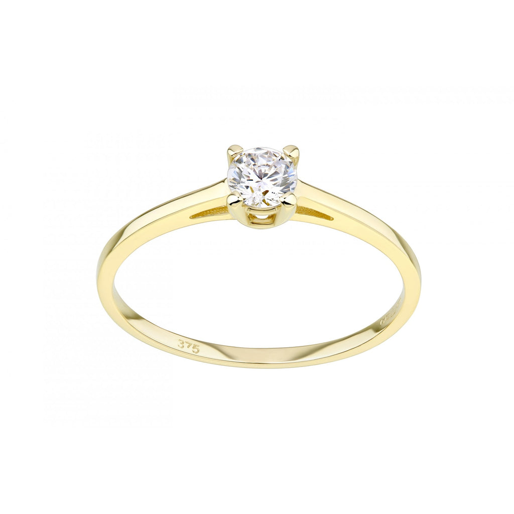 9ct Yellow Gold Solitaire Engagement Ring Cubic Zirconia Stone
