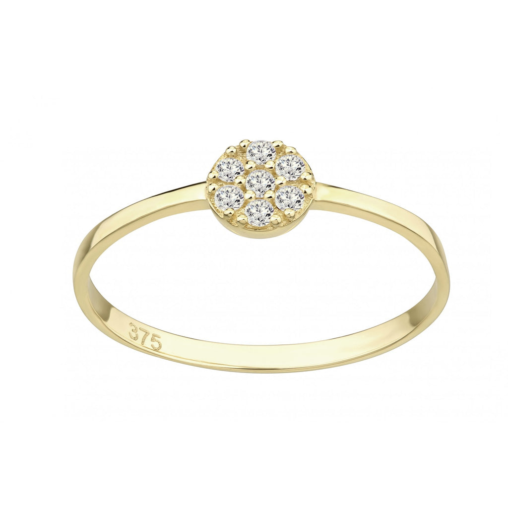 9ct Yellow Gold Halo Engagement Ring Cz Stone Set
