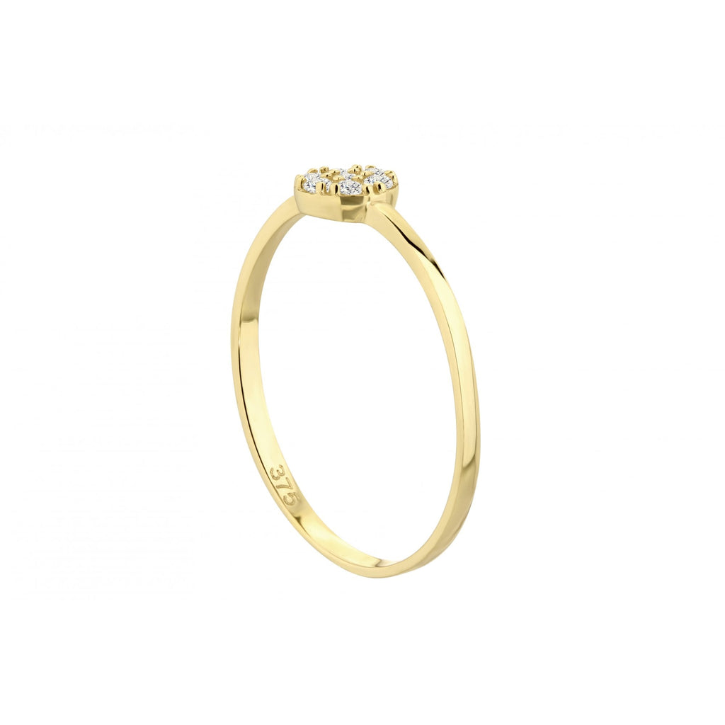 9ct Yellow Gold Halo Engagement Ring Cz Stone Set