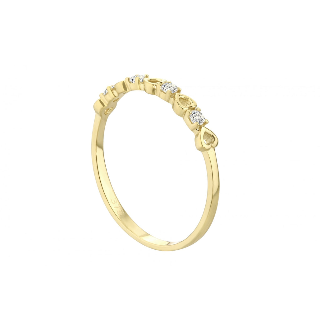 9ct Yellow Gold Heart CZ Eternity Ring