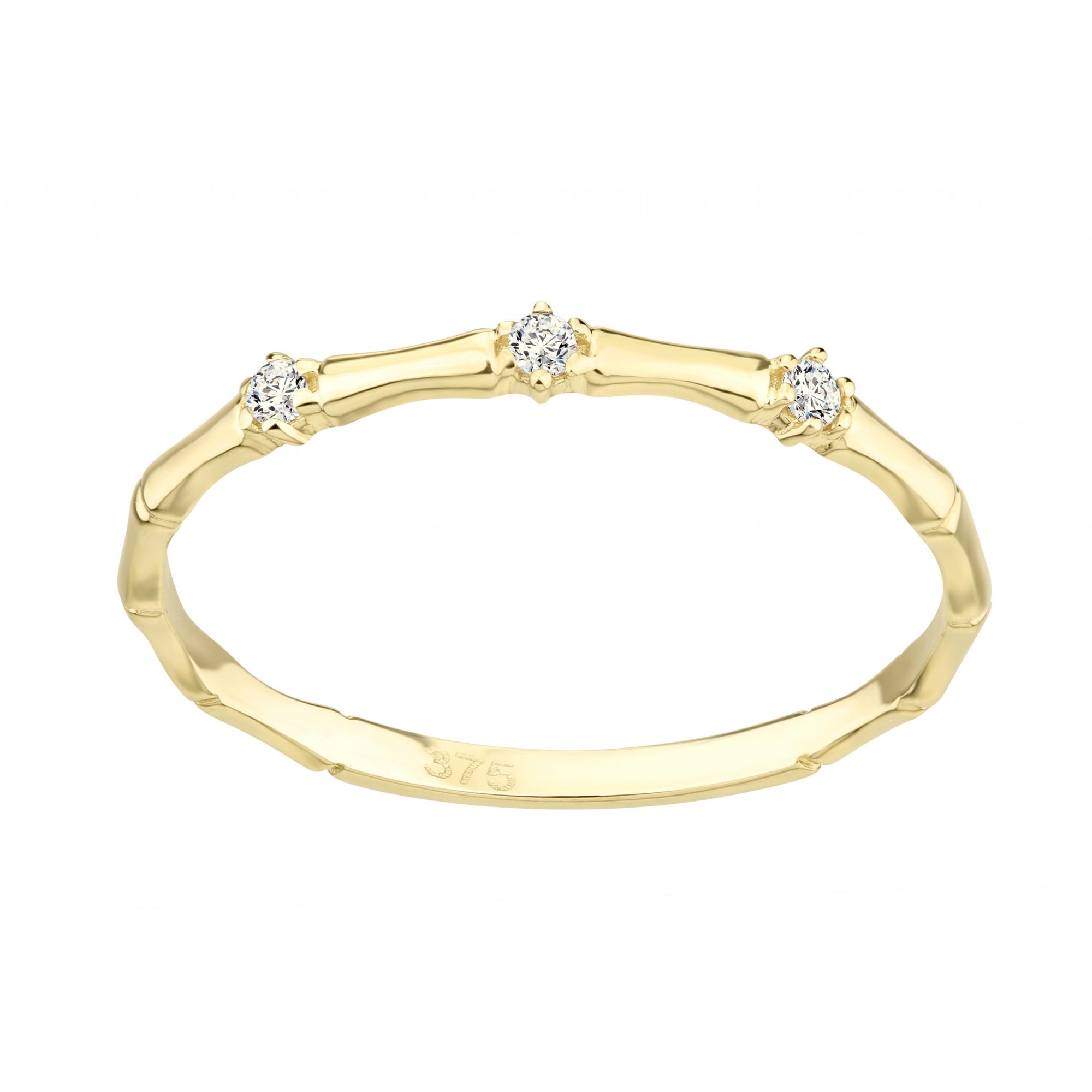 9ct Yellow Gold Eternity Ring Bamboo Style set with Cz Stones