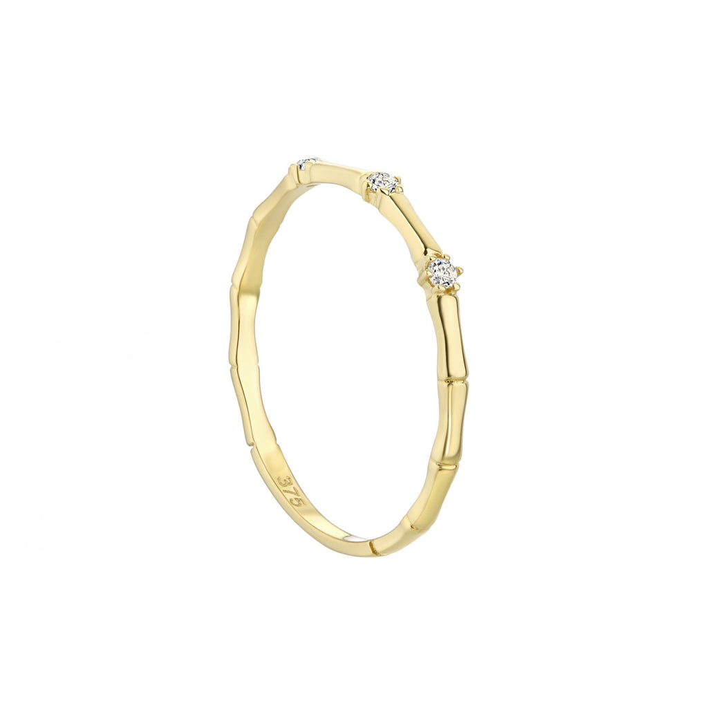 9ct Yellow Gold Eternity Ring Bamboo Style set with Cz Stones