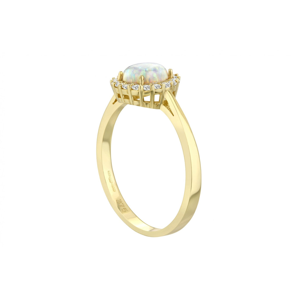 9ct Yellow Gold Opal Cluster Ring with Cz stones