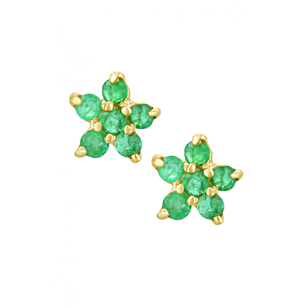 Emerald Cluster Stud Earrings 9ct Yellow Gold | Prime Jewellery