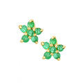 Emerald Cluster Stud Earrings 9ct Yellow Gold | Prime Jewellery