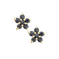 Black Sapphire Cluster Stud Earrings 9ct Yellow Gold | Prime Jewellery