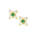 Emerald Cluster Stud Earrings 9ct Yellow Gold | Prime Jewellery
