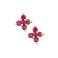 Ruby Cluster Stud Earrings 9ct Yellow Gold | Prime Jewellery
