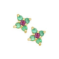 Emerald Cluster Stud Earrings 9ct Yellow Gold | Prime Jewellery