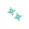 Turquoise Cluster Stud Earrings 9ct Yellow Gold | Prime Jewellery
