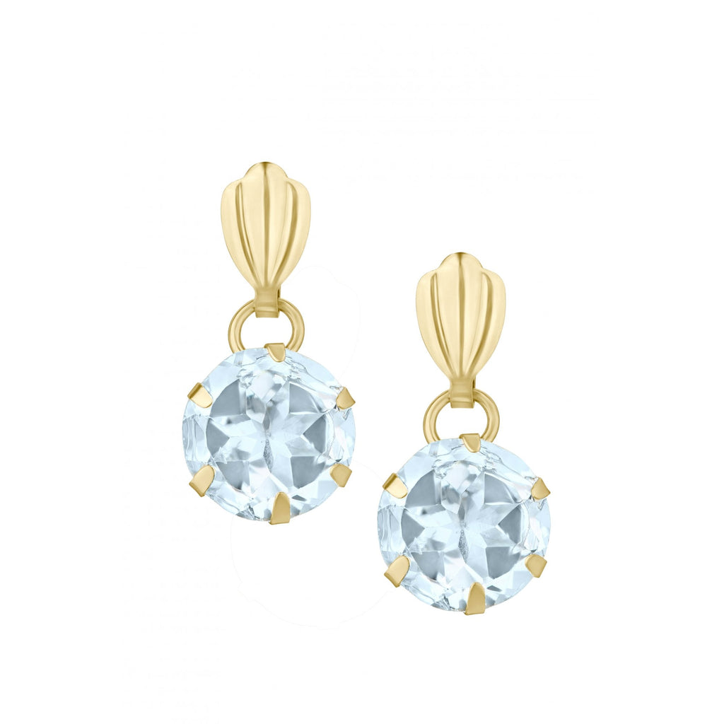 Sky Blue Topaz Solitaire Drop Earrings 9ct Yellow Gold | Prime Jewellery