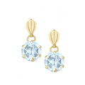 Sky Blue Topaz Solitaire Drop Earrings 9ct Yellow Gold | Prime Jewellery