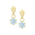 Blue Topaz Solitaire Drop Earrings 9ct Yellow Gold | Prime Jewellery