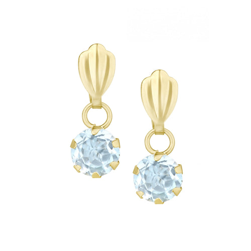 Blue Topaz Solitaire Drop Earrings 9ct Yellow Gold | Prime Jewellery