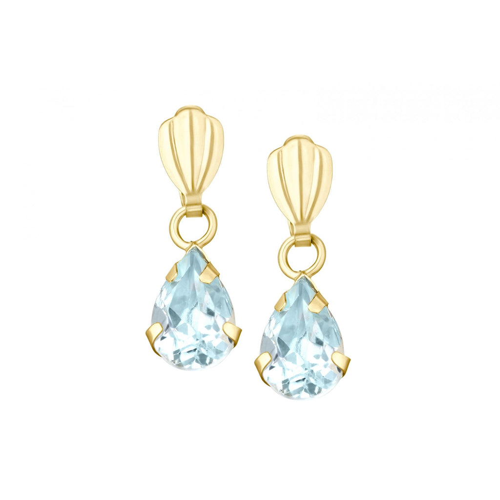 Blue Topaz Teardrop Drop Earrings 9ct Yellow Gold | Prime Jewellery