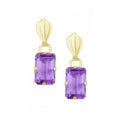 Octagon Amethyst Drop Earrings 9ct Yellow Gold | Prime Jewellery