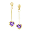 Amethyst Heart Stick Drop Earrings 9ct Yellow Gold | Prime Jewellery