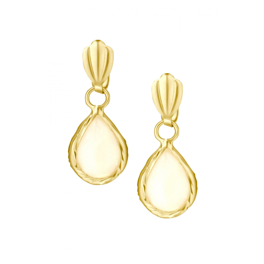 Pear Opal Solitaire Drop Earrings 9ct Yellow Gold | Prime Jewellery