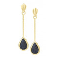 Black Sapphire Drop Earrings 9ct Yellow Gold | Prime Jewellery