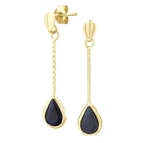 Black Sapphire Drop Earrings - detail view | Prime Jewellery