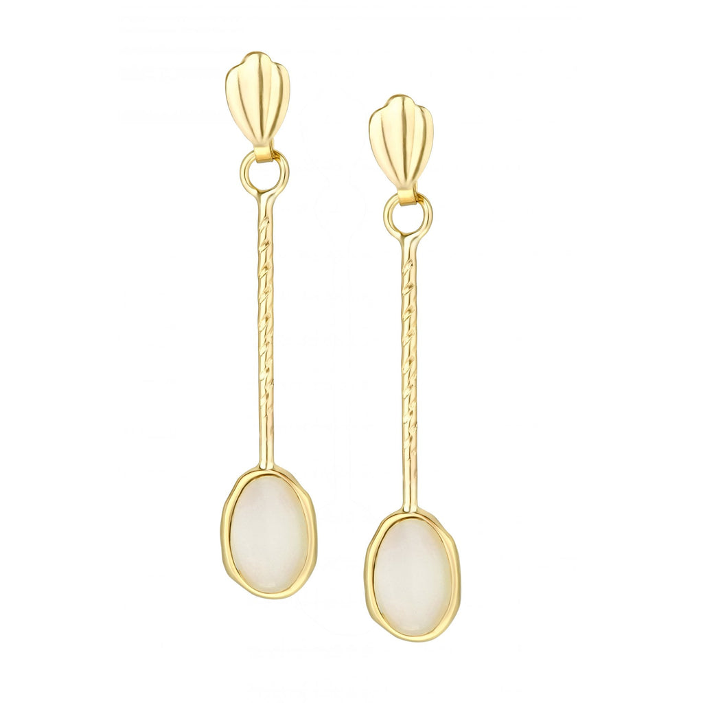 Oval Opal Stick Drop Earrings 9ct Yellow Gold | Prime Jewellery