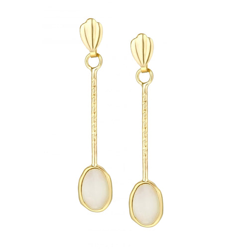 Oval Opal Stick Drop Earrings 9ct Yellow Gold | Prime Jewellery