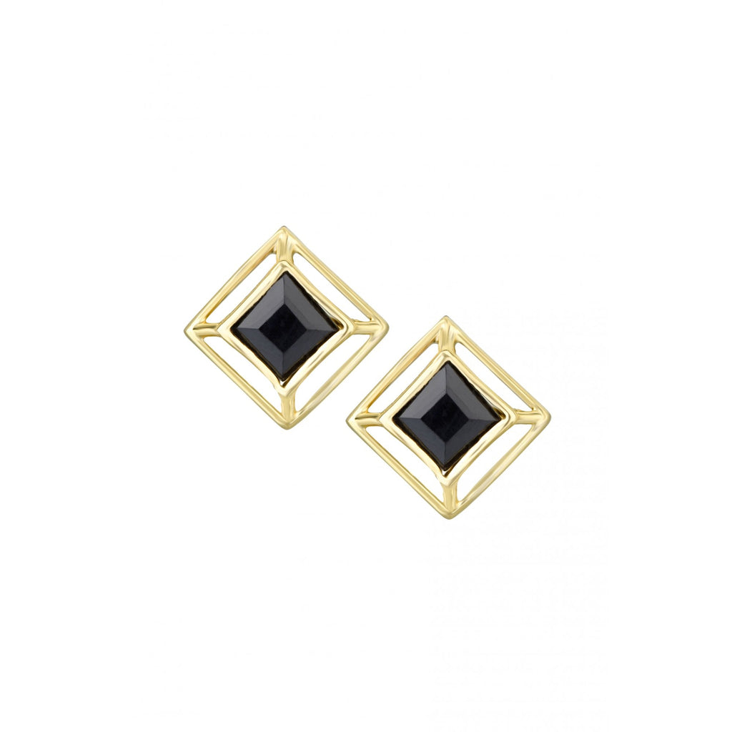 Black Sapphire Stud Earrings 9ct Yellow Gold | Prime Jewellery