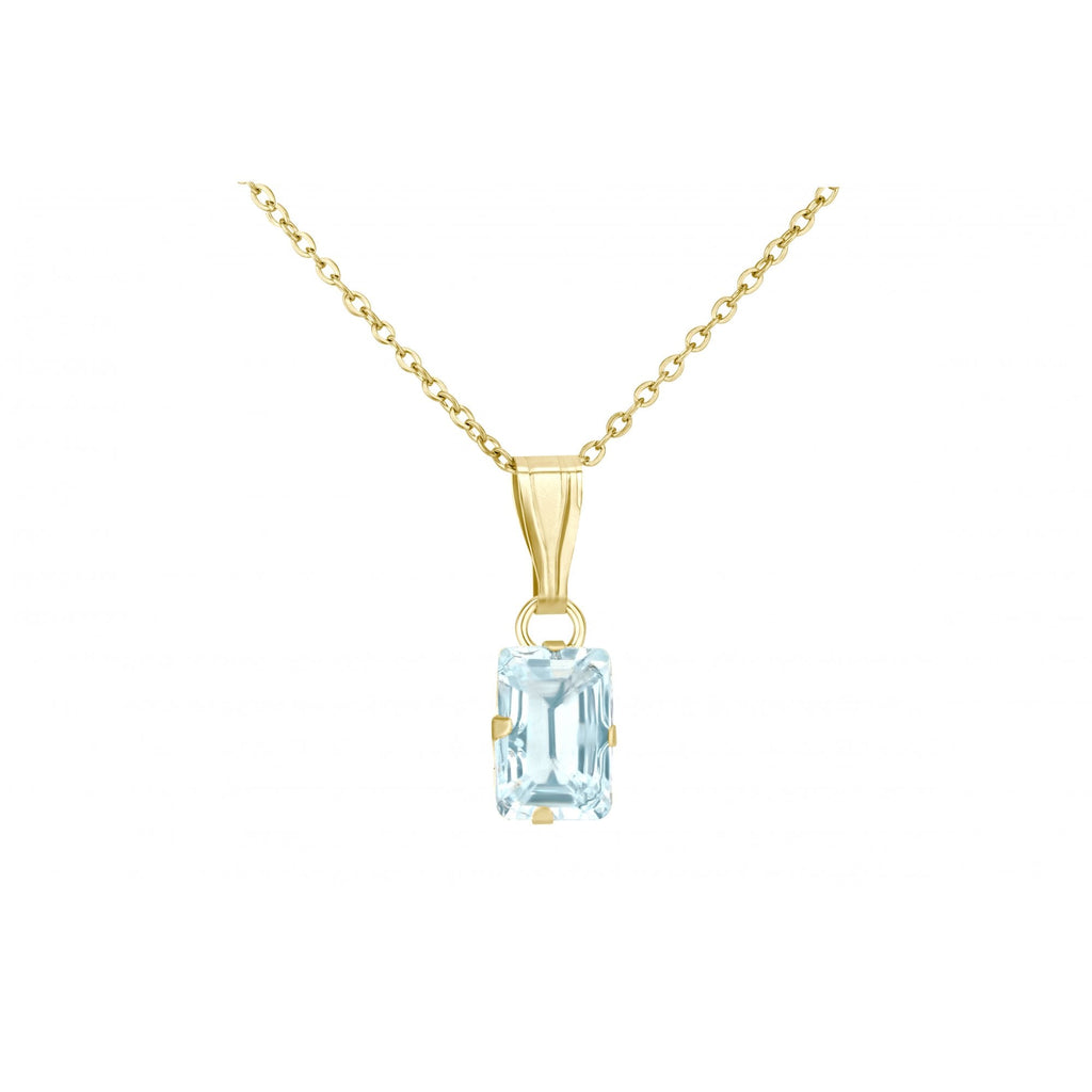 Sky Blue Topaz Solitaire Pendant Necklace 9ct Yellow Gold | Prime Jewellery