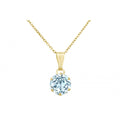 Blue Topaz Solitaire Pendant Necklace 9ct Yellow Gold | Prime Jewellery