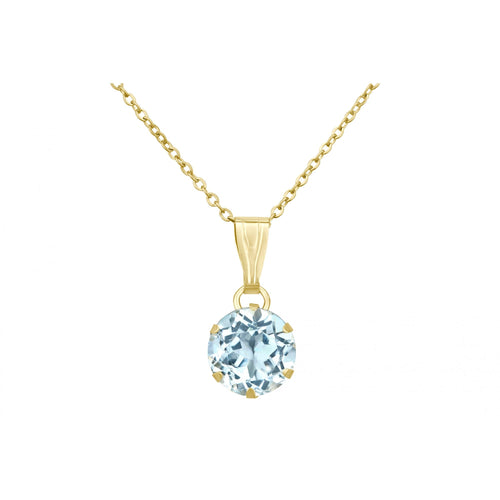 Blue Topaz Solitaire Pendant Necklace 9ct Yellow Gold | Prime Jewellery