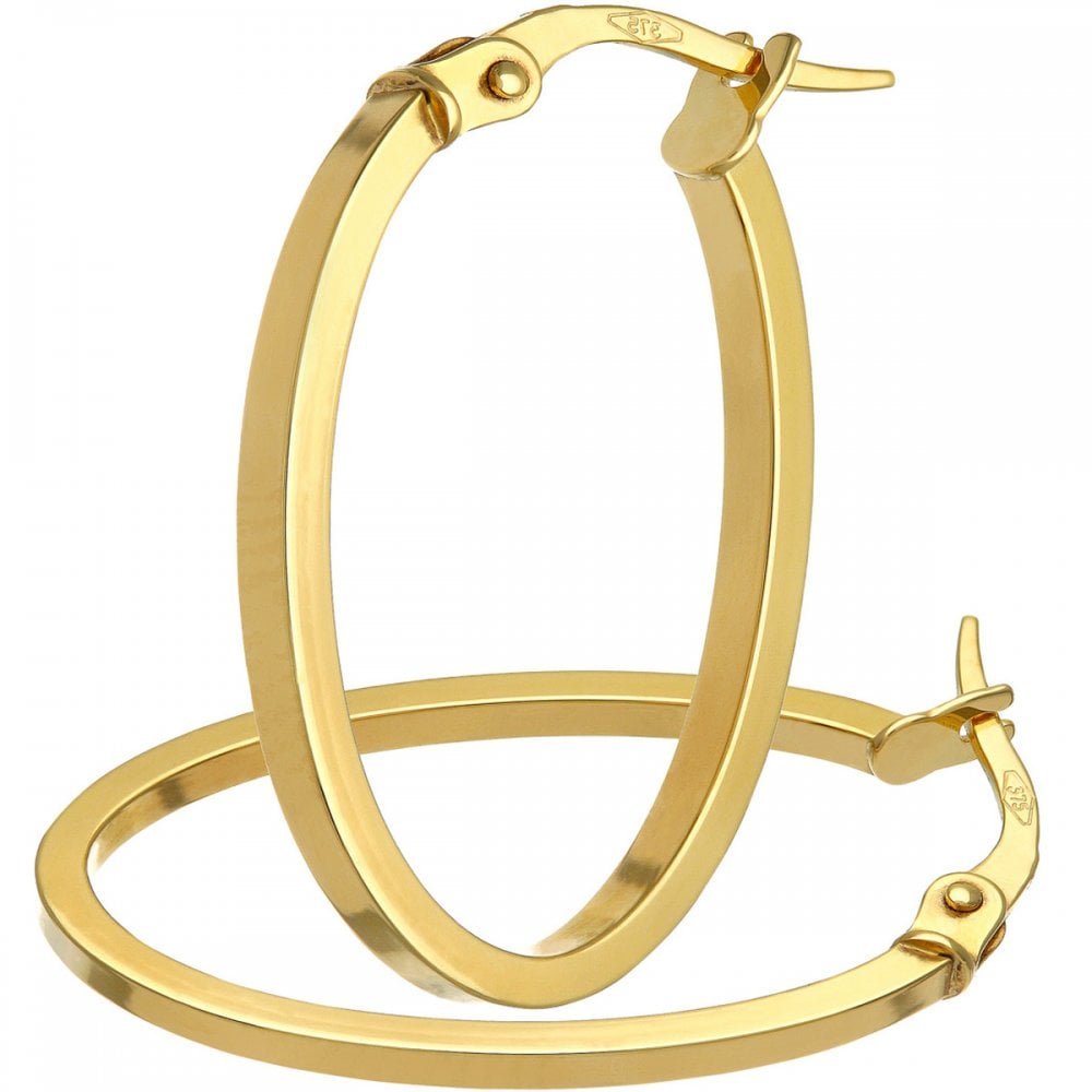 9ct Yellow Gold Diamond-Cut Edge Creole Hoop Earrings